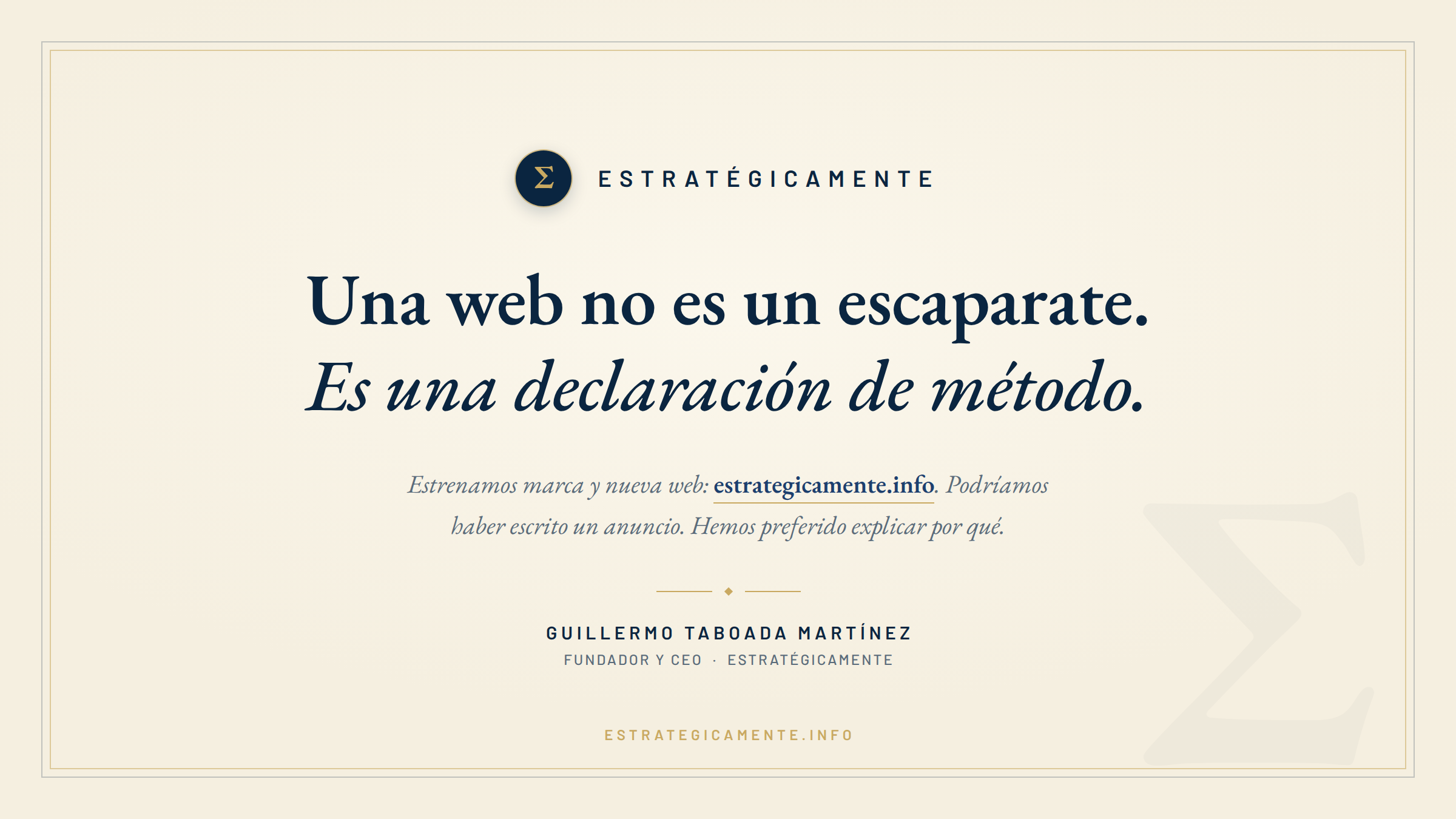 Una web no es un escaparate, es una declaración de método: el diseño como consecuencia del criterio, no como decoración